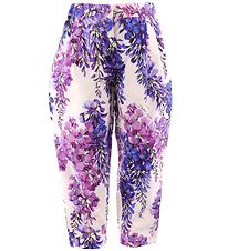 Dolce & Gabbana Pantalon - Renaissance - Blanc/Violet av. Fleurs