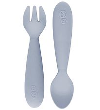 EzPz Cutlery - 2-Pack - Silicone - Dusty Grey-Blue Blue