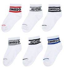 Converse Sokkar - 6 Pakki - Fjórðungur - Hvítur M. Prentað