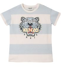 Kenzo T-shirt - Urban - Light Blue/White Striped w. Tiger