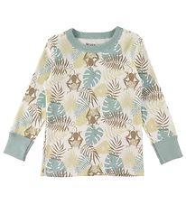 Katvig Blouse - White w. Monkeys and Leaves