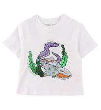 Stella McCartney Kids Stuttermabolur - Hvítur M. Ýttu á