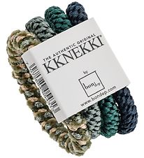 Kknekki Elastic Hair Bands - 4-Pack - Navy/Green/Glitter Mix