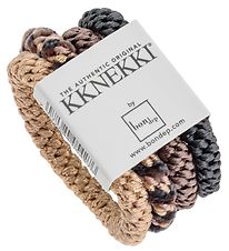 Kknekki Elastic Hair Bands - 4-Pack - Grey/Brown/Beige Glitter M