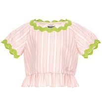 Moschino Top - Rose Gestreift/Neongrn