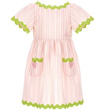 Moschino Kleid - Rose Gestreift/Neongrn