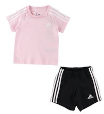 adidas Performance Setti - T-paita/Shortsit - Coral Pink/Musta
