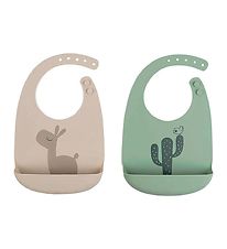 Done By Deer Bib w. Pocket - 2-Pack - Silicone - Lalee Sand