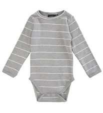 Sofie Schnoor Bodysuit L/ - Striped - Grey Melange