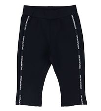 Emporio Armani Buxur - Dökkblátt M. Lógó röndótt