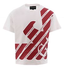Emporio Armani T-Shirt - Blanc/Rouge av. Logo