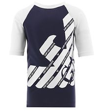 Emporio Armani Swim Top - UV50+ - White/Navy w. Logo