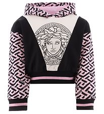 Versace Hoodie - Bijgesneden - Zwart/Wit m. Roze