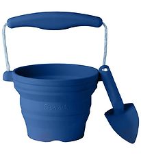 Scrunch Foldable Bucket w. Showel - 11x9 cm - Midnight Blue