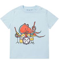 Stella McCartney Kids T-Shirt - Hellblau m. Tintenfisch