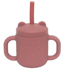 Petit Monkey Beker m. Rietje - Silicone - 175 ml - Mahogany Rose