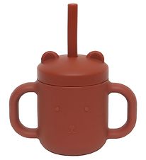 Petit Monkey Cup w. Straws - Silicone - 175 mL - Baked Clay