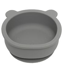 Petit Monkey Bowl w. Suction Cup - Silicone - Bear - Pewter Gree