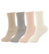 GoBabyGo Sokken - Anti-Slip - 4-pack - Rose/Grey/Offwhite/Waar