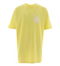 New Era Stuttermabolur - Pastel Yellow - Los Angeles Dodgers