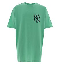 New Era Stuttermabolur - New York Yankees - Opið Green