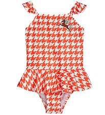 Mini Rodini Zwempak - UV50+ - Houndstooth - Rood/Wit