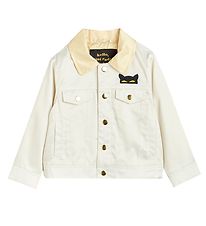 Mini Rodini Veste - Les chats disent tout - Satin - Off White