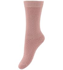 DT Denmark Non-Slip Knee-High Socks - Pointelle - Dusty Rose