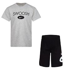 Nike Ensemble de Shorts - T-Shirt/Shorts - Swoosh - Noir/Gris