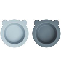 Liewood Kom m. Zuignap - 2-pack - Silicone - Peony - Sea Blue/Wh