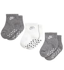 Nike Sokkar - Core Futura Gripper - 3 Pakki - Grár/Hvítur