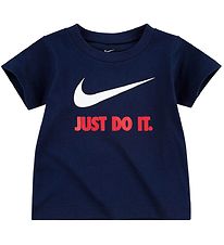 Nike Stuttermabolur - Swoosh - Obsidian/University Red