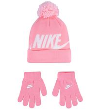Nike Mössa/Handskar - Stickad - Swoosh - Rosa
