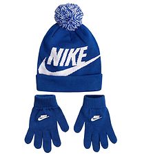 Nike Mössa/Handskar - Stickad - Swoosh - Game Royal