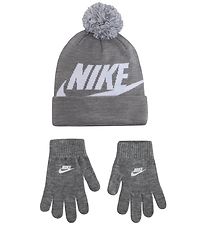 Nike Mössa/Handskar - Stickad - Swoosh - Grey Heather