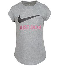 Nike Stuttermabolur - Swoosh - Grey Heather