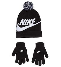 Nike Mössa/Handskar - Stickad - Swoosh - Svart