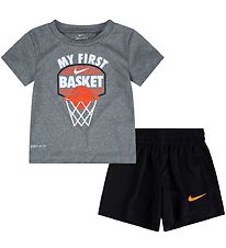 Nike Shortsset - T-shirt/Shorts - My First Basket - Svart/Gr