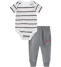 Nike Sweatpants/Bodysuit s/s - Swoosh Stripe - Carbon Heather