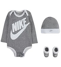 Nike Gift Box - Bodysuit l/s/Beanie/Socks - Futura - Grey Heathe