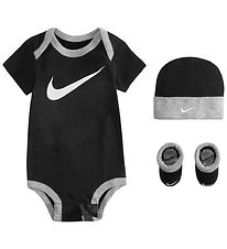Nike Gift Box - Bodysuit s/s/Beanie/Socks - Swoosh - Black