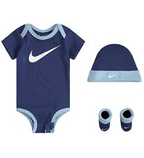 Nike Cadeaubox - Romper s/s/Muts/Sokken - Swoosh - Blue Blik