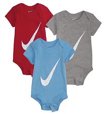 Nike Rompers s/s - Swoosh - 3-pack - Rood/Blauw/Grijs