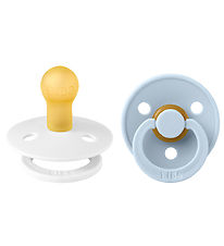 BIBS Colour Pacifiers - 2-Pack - Size 1 - Round - White/Baby Blu
