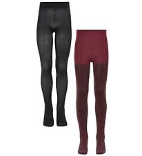 The New Tights - 2-Pack - Glitter/Solid - Maroon