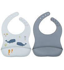 A Little Lovely Company Slabbetjes - 2-pack - Silicone - Ocean