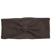 Racing Kids Headband - Wool/cotton - Chocolate Brown w. Bow