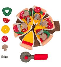 Papoose Speelgoedeten - 38 Onderdelen - Vilt - Pizza m. Pizzasni