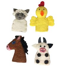 Papoose Finger Puppets - 4-Pack - Filt - Bondgrdsdjur