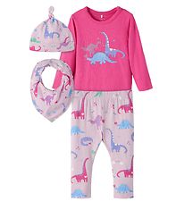 Name It Set - Body/Hosen/Mütze/Lätzchen - NbfBaba - Fuchsia Purp